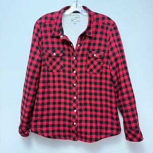 66. BC Clothing Women's Red Plaid Button Down Shirt
